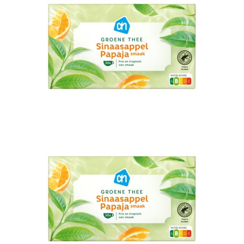 Een afbeelding van AH Groene thee sinaasappel & papaya 2-pack