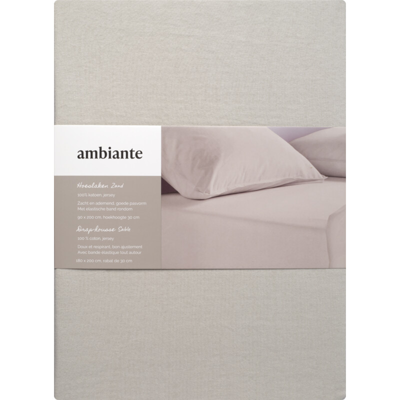 Een afbeelding van Ambiante Jersey hoeslaken zand 2-persoons