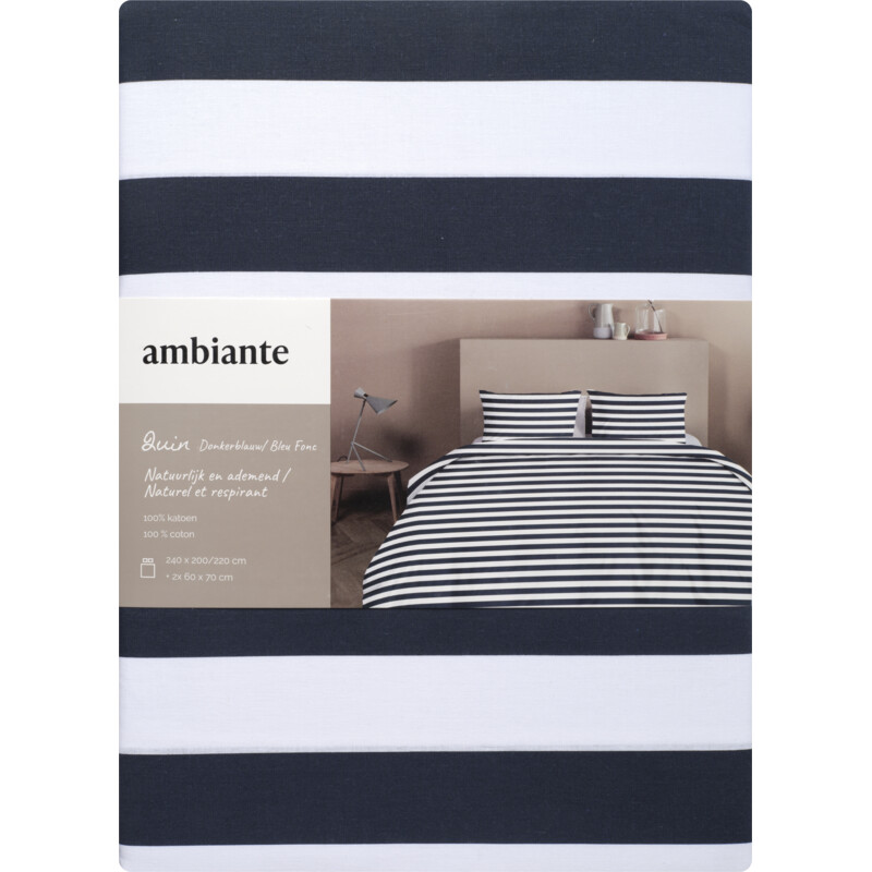 Een afbeelding van Ambiante Dekbedovertrek Quin dark blue 240x240cm