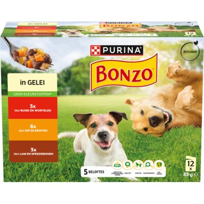 pdp-image-Bonzo Maaltijdzakjes in gelei rund, kip, lam