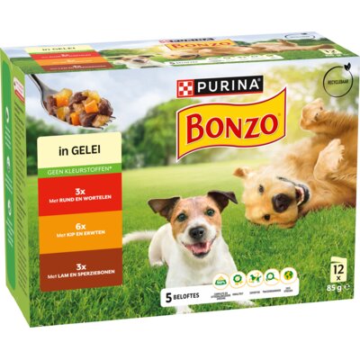 pdp-image-Bonzo Maaltijdzakjes in gelei rund, kip, lam