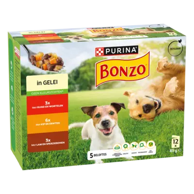pdp-image-Bonzo Maaltijdzakjes in gelei rund, kip, lam