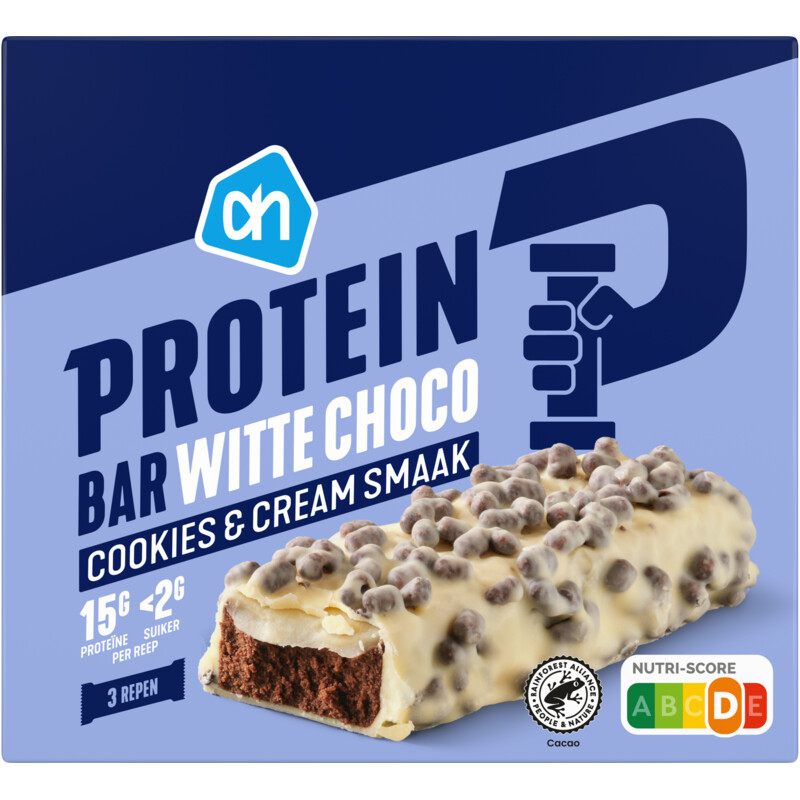 Een afbeelding van AH Proteïne repen witte choco cookies&cream
