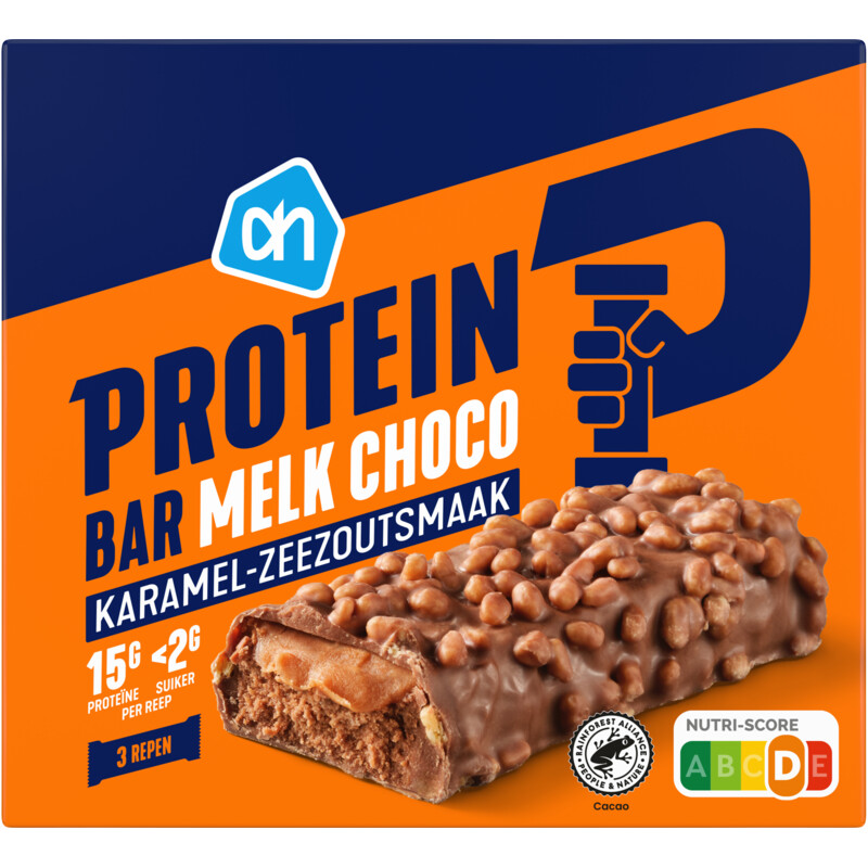 Een afbeelding van AH Proteine repen melk choco salted karamel