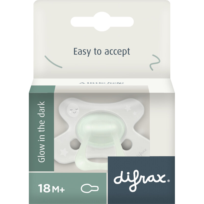 Een afbeelding van Difrax Fopspeen natural 20+ glow in the dark