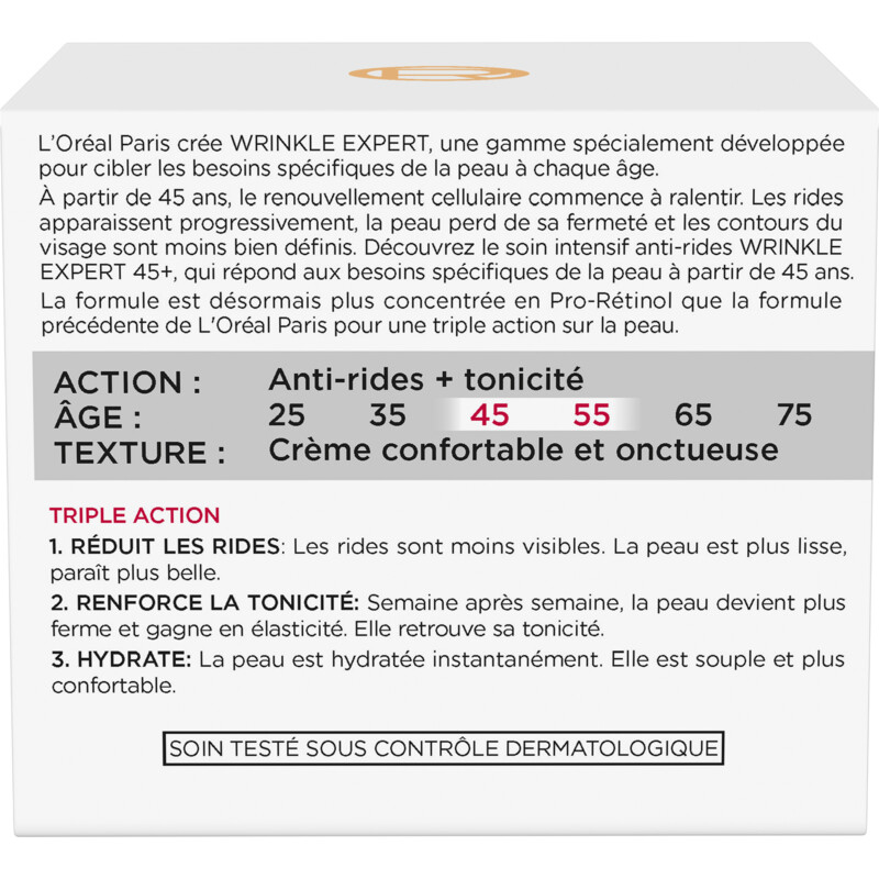 Een afbeelding van L'Oréal Wrinkle expert retino peptiden dagcrème