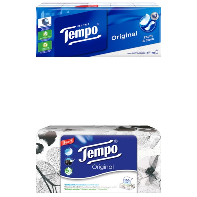Een afbeelding van Tempo Orignal Zakdoeken & Tissues pakket