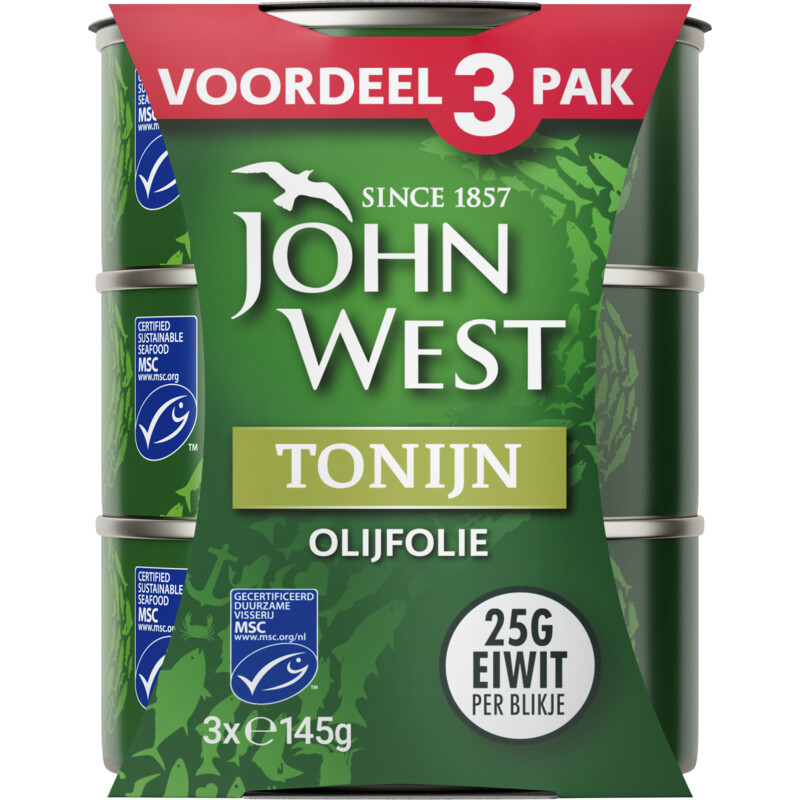 Een afbeelding van John West Tonijn in olijfolie 3-pack