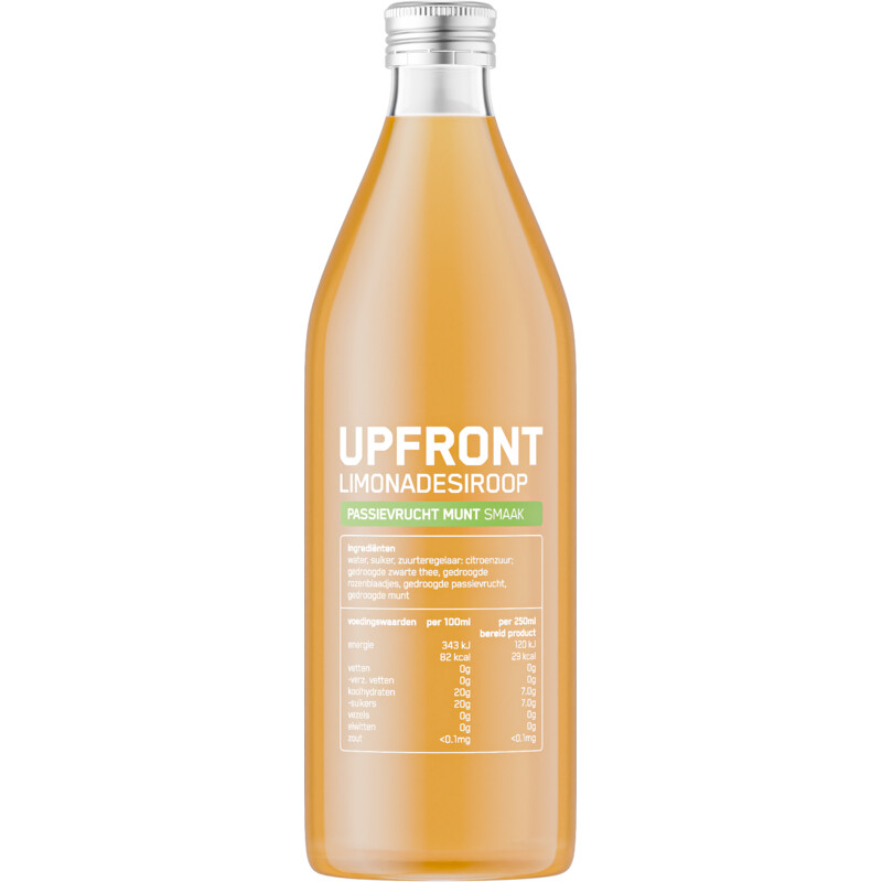 Een afbeelding van Upfront Limonadesiroop passievrucht munt smaak