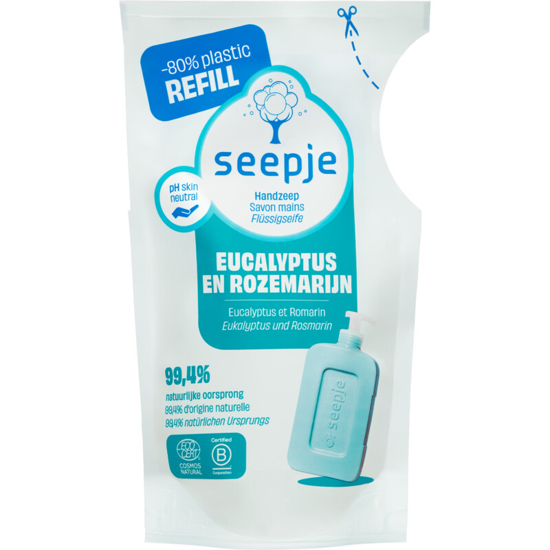 Een afbeelding van Seepje Handzeep eucalyptus rozemarijn navulling