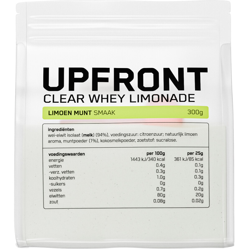 Een afbeelding van Upfront Clear whey limonade mojitosmaak