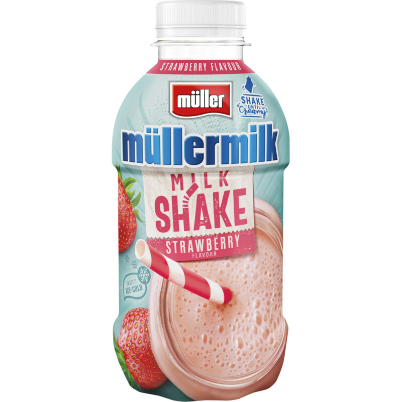 Een afbeelding van Müller Müllermilk milkshake aardbeismaak