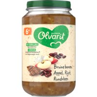 Een afbeelding van Olvarit Bruine boon appel rundvlees rijst 6m+