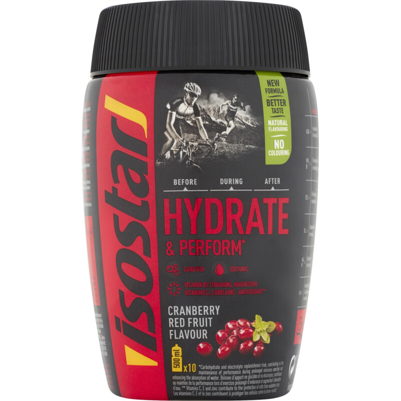 Een afbeelding van Isostar Hydrate & perform cranberry red fruit