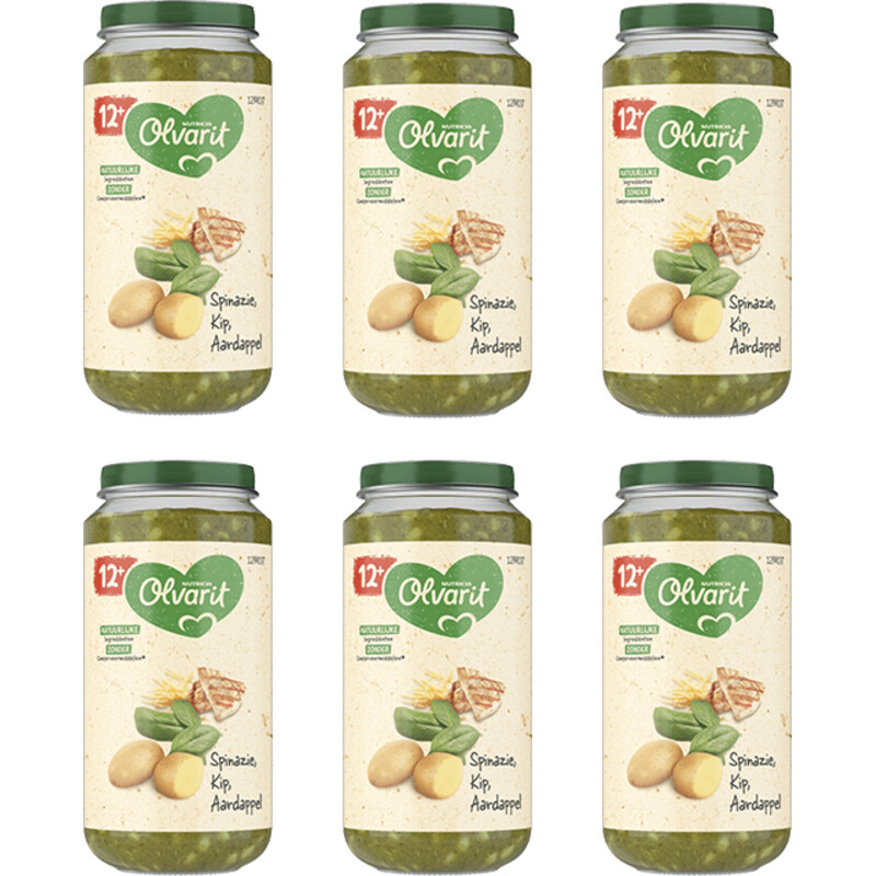 Een afbeelding van Olvarit Spinazie kip aardappel 12m+ 6-pack