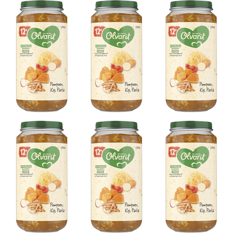 Een afbeelding van Olvarit Pompoen kip pasta 12m+ 6-pack
