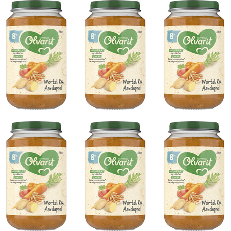 Een afbeelding van Olvarit Wortel kip aardappel 8m+ 6-pack