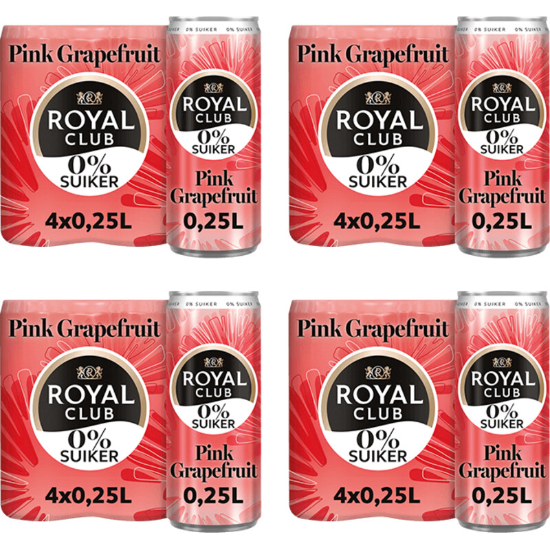 Een afbeelding van Royal Club Pink grapefruit 0% suiker 16-pack