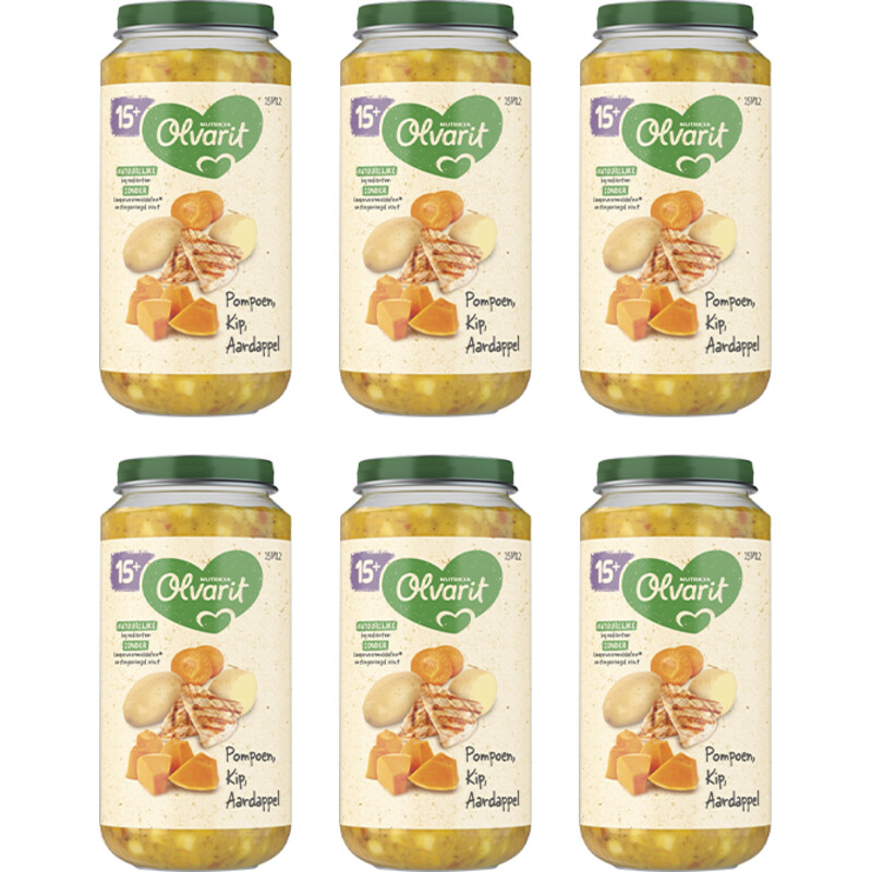 Een afbeelding van Olvarit Pompoen kip aardappel 15m+ 6-pack