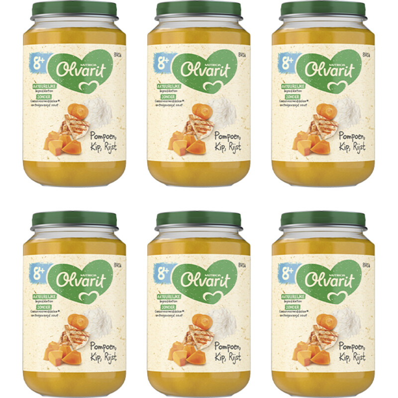 Een afbeelding van Olvarit Pompoen kip rijst 8m+ 6-pack