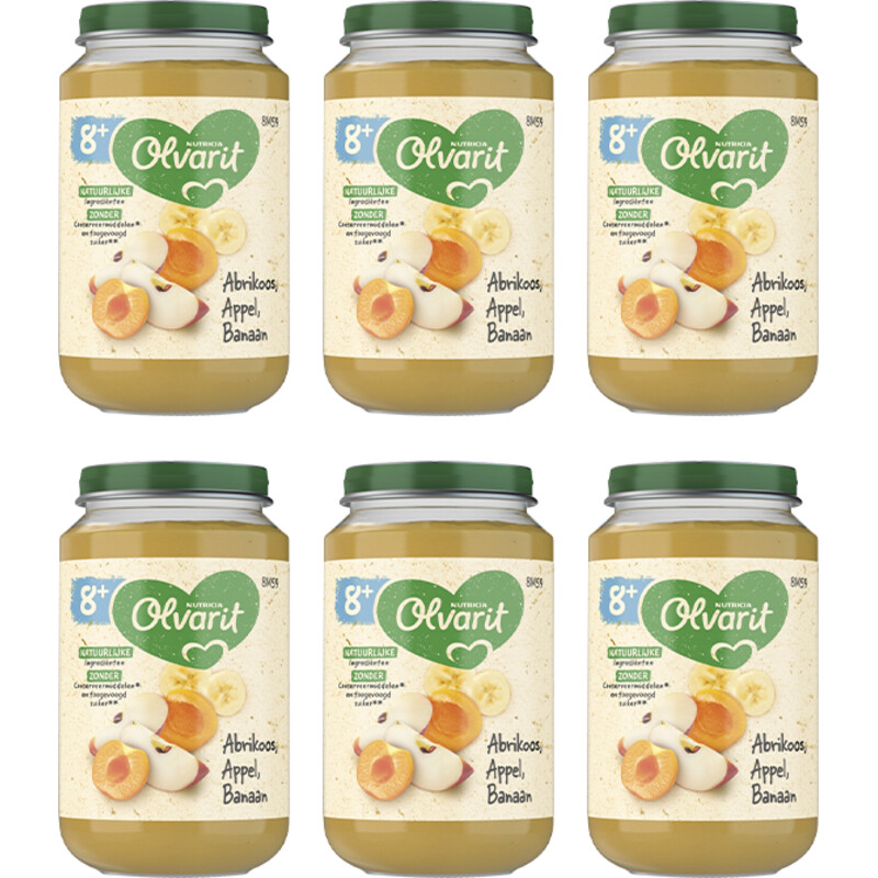 Een afbeelding van Olvarit Abrikoos appel banaan 8m+ 6-pack