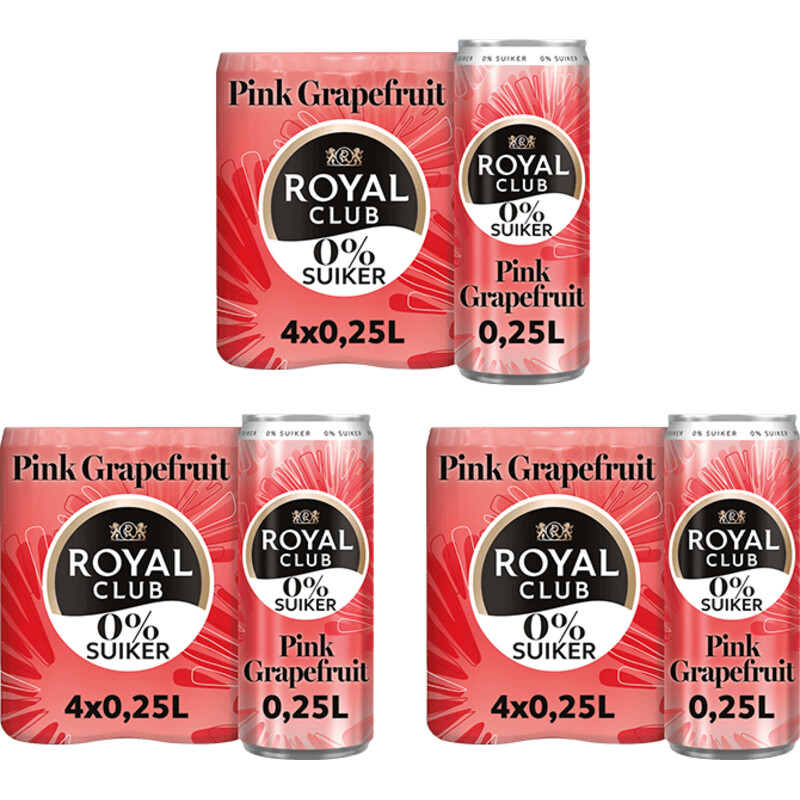 Een afbeelding van Royal Club Pink grapefruit 0% suiker 12-pack