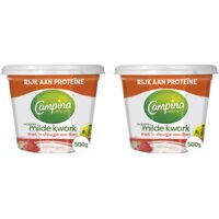 Campina Magere milde kwark aardbei 2-pack