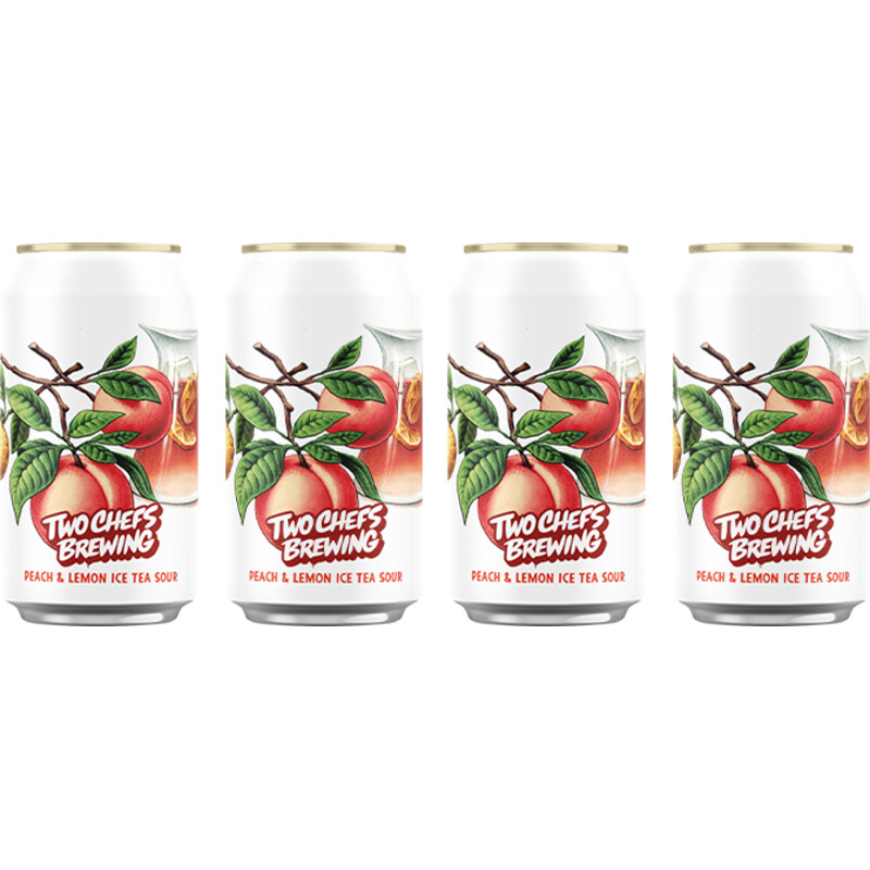 Een afbeelding van Two Chefs Brewing Peach Ice Tea Sour 4-pack