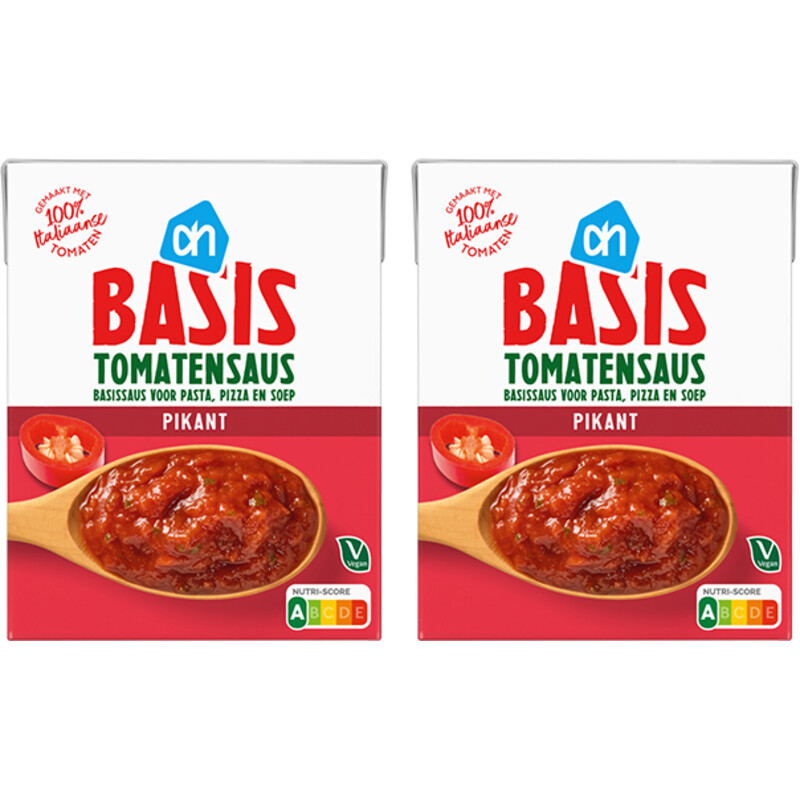 Een afbeelding van AH Basis tomatensaus pikant 2-pack