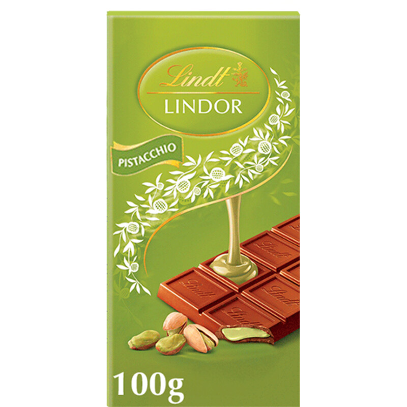 Een afbeelding van Lindt Lindor reep melkchocolade pistache