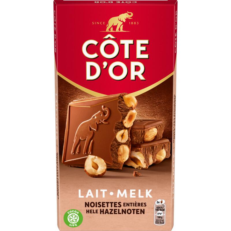 Een afbeelding van Côte d'Or Chocoladereep melk hele hazelnoten