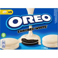 Een afbeelding van Oreo Koekjes omhuld met witte chocoladesmaak
