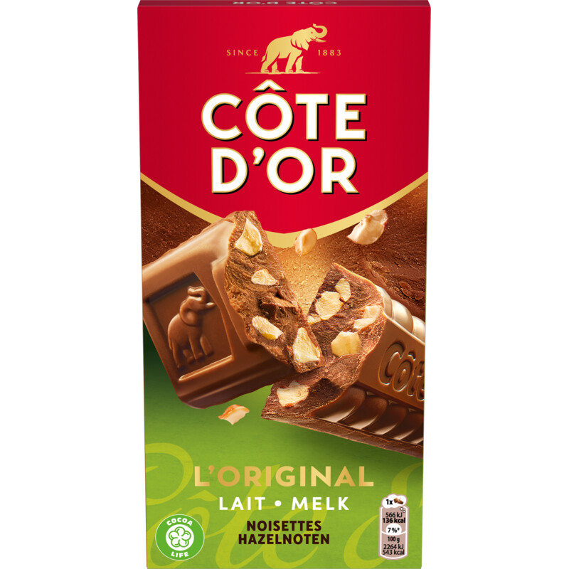Een afbeelding van Côte d'Or Chocoladereep melk stukjes hazelnoot