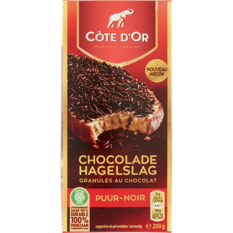 Een afbeelding van Côte d'Or Chocolade hagelslag puur