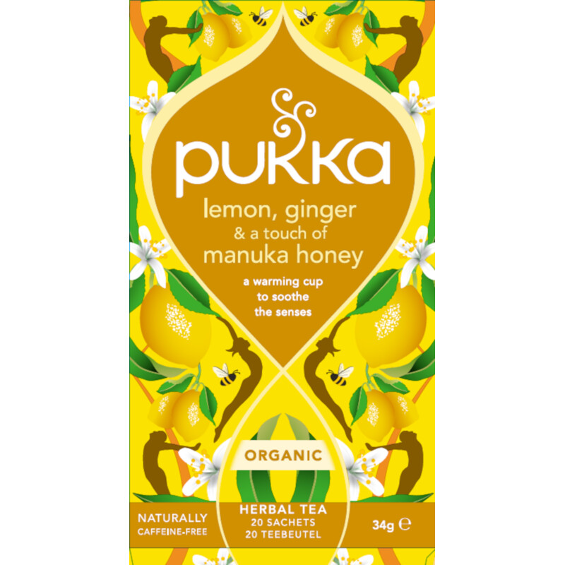 Een afbeelding van Pukka Lemon ginger manuka honey