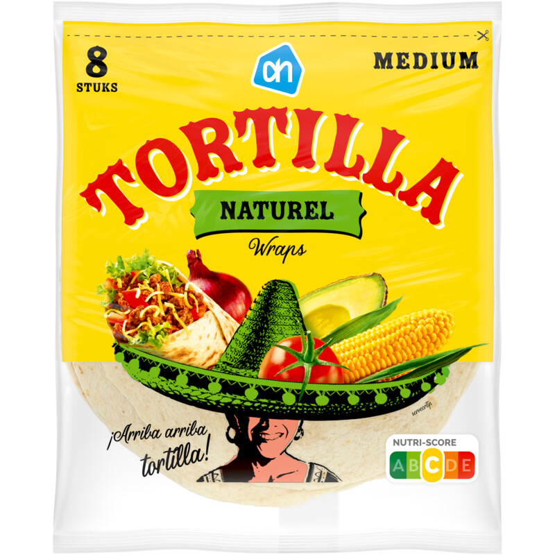 Een afbeelding van AH Tortilla naturel wraps medium 8 stuks