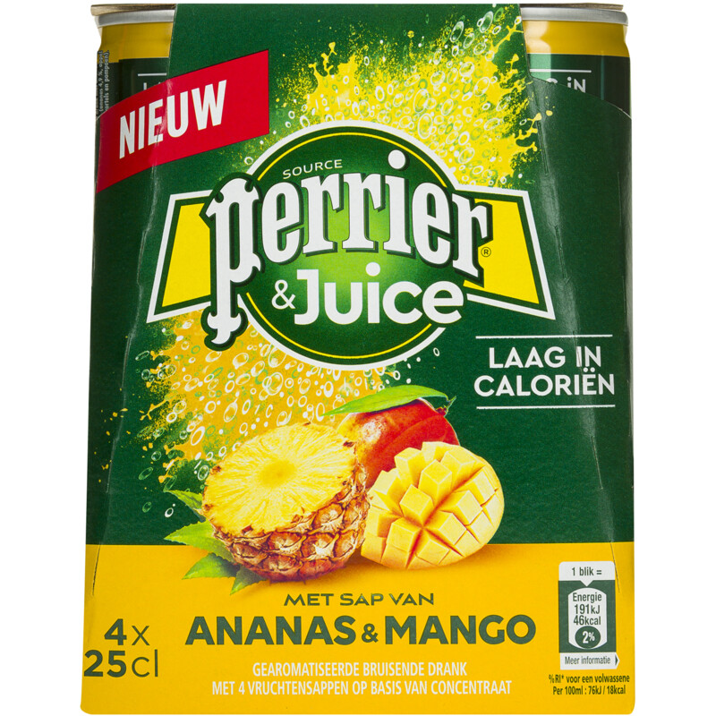 Een afbeelding van Perrier & Juice ananas & mango 4-pack bel