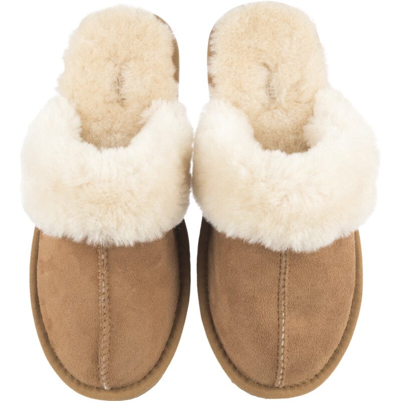 Een afbeelding van Picnic Comfort Line Dames sloffen suede camel maat 38