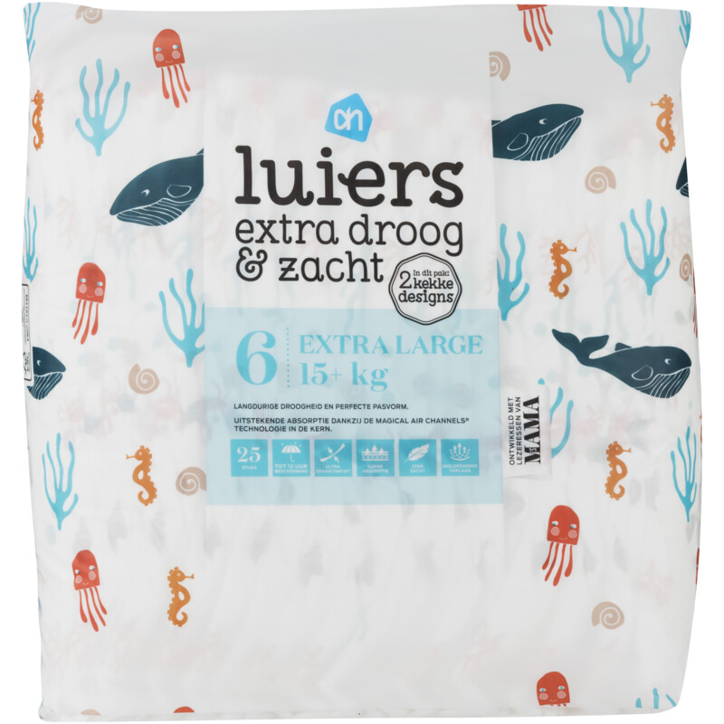 Een afbeelding van AH Extra droog & zacht luiers maat 6