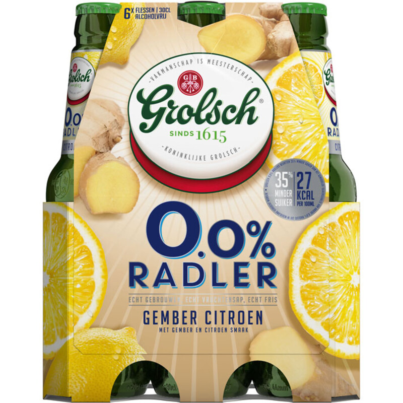 Een afbeelding van Grolsch Radler 0% Gember-Citroen fles 6x30cl