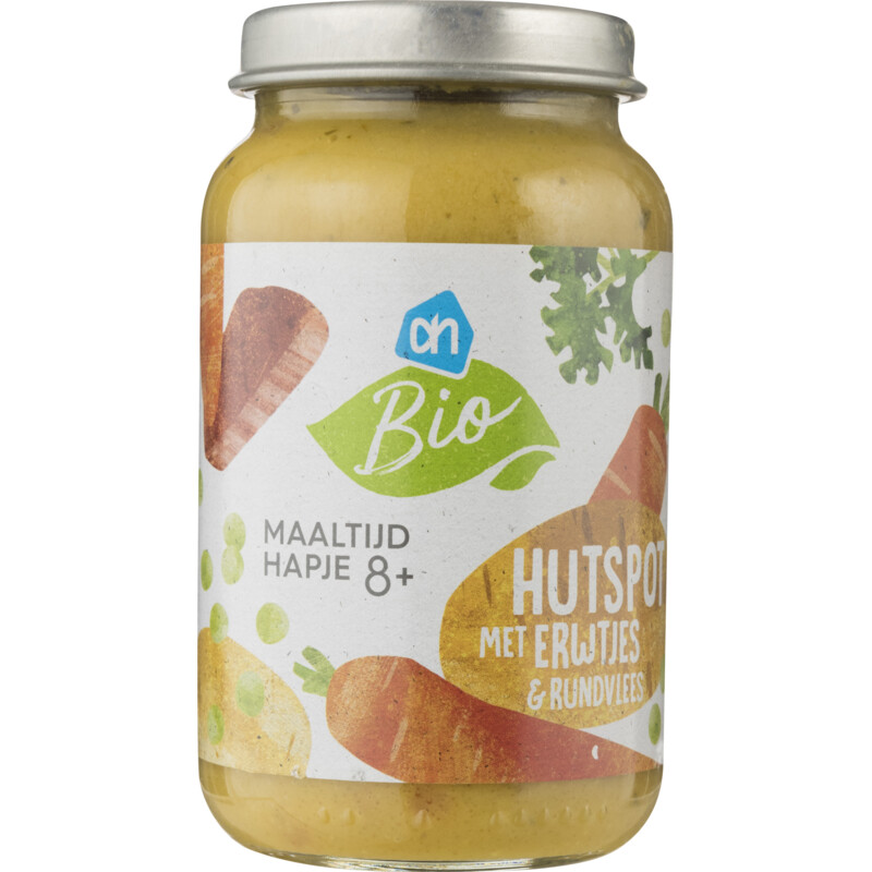 Een afbeelding van AH Biologisch Hutspot met erwtjes en rundvlees 8m+