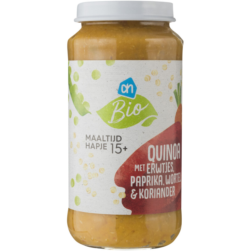 Een afbeelding van AH Biologisch Quinoa met erwt paprika wortel 15m+