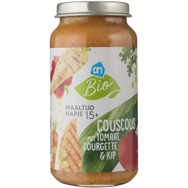 Een afbeelding van AH Biologisch Couscous met tomaat courget en kip 15m+