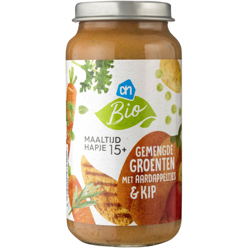 Een afbeelding van AH Biologisch Kip met gem groente en aard 15m+
