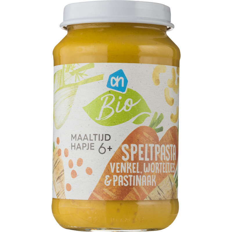 Een afbeelding van AH Biologisch Speltpasta venkel wortel pastinaak 6m+