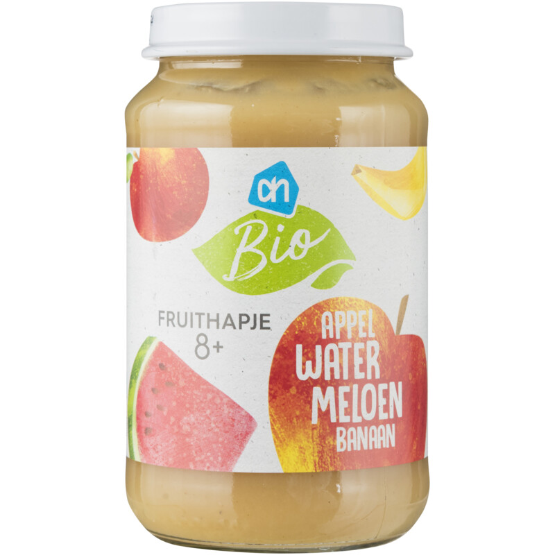 Een afbeelding van AH Biologisch Fruithapje appel watermeloen banaan 8m+