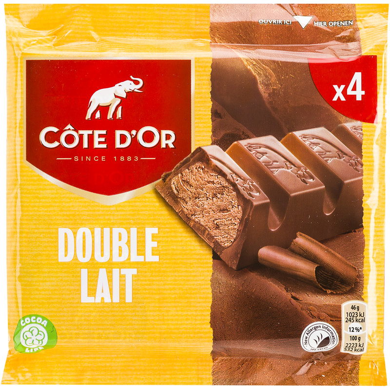 Een afbeelding van Côte d'Or Double lait 4 repen BEL