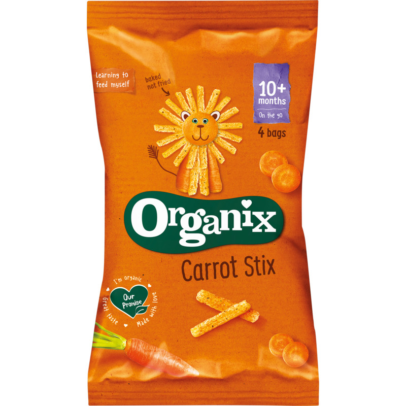 Een afbeelding van Organix Maïs sticks met wortel 10mnd 4st bio