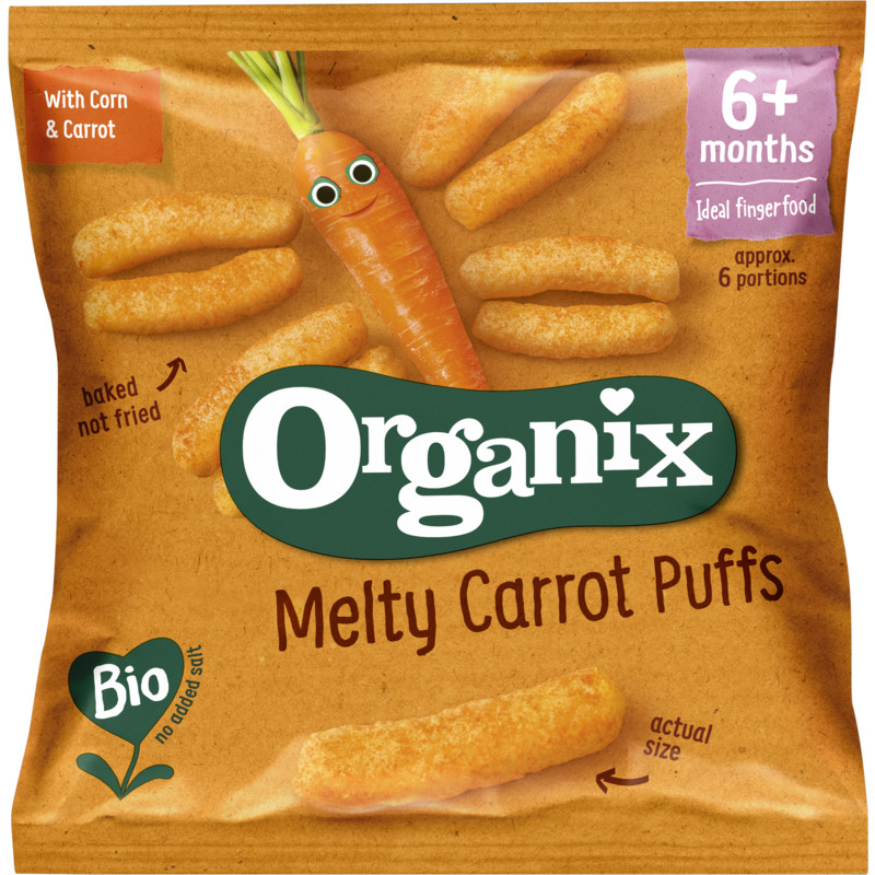 Een afbeelding van Organix Maïs knabbels met wortel 6+m bio