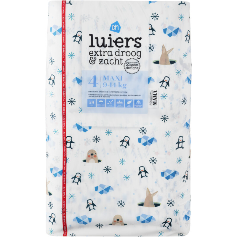 Een afbeelding van AH Extra droog&zacht luiers maat 4 voordeel